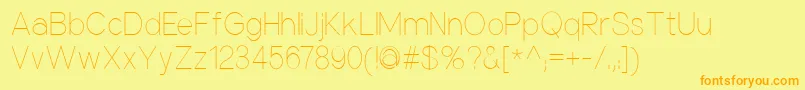 フォントNuorderThin – オレンジの文字が黄色の背景にあります。