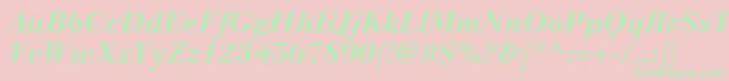 LinotypegianottenBolditalic-Schriftart – Grüne Schriften auf rosa Hintergrund