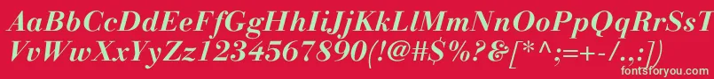 フォントLinotypegianottenBolditalic – 赤い背景に緑の文字