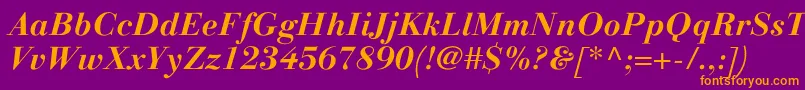 LinotypegianottenBolditalic Font – Orange Fonts on Purple Background