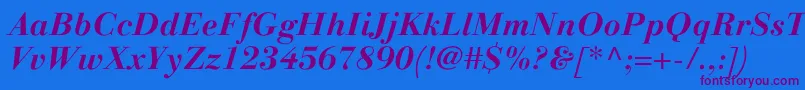 LinotypegianottenBolditalic-Schriftart – Violette Schriften auf blauem Hintergrund