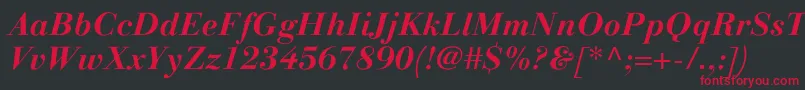 LinotypegianottenBolditalic Font – Red Fonts on Black Background