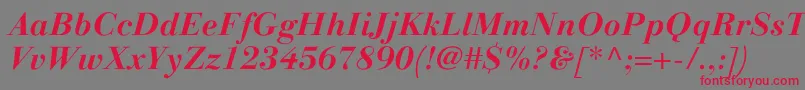 Fonte LinotypegianottenBolditalic – fontes vermelhas em um fundo cinza