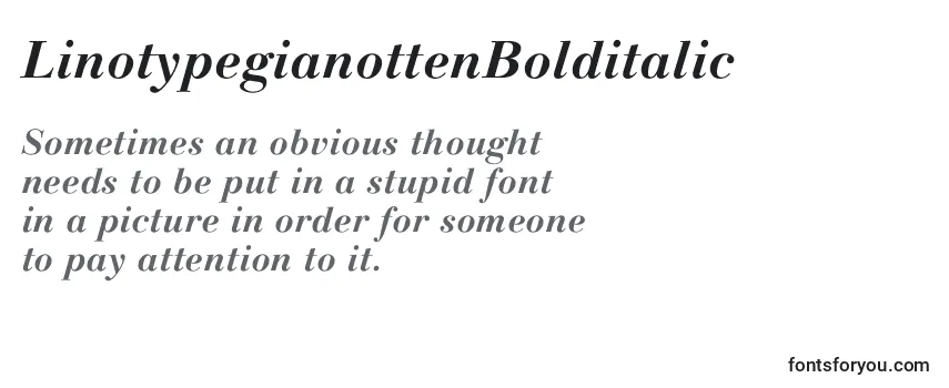 Review of the LinotypegianottenBolditalic Font