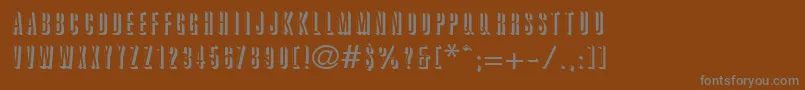 WhiteshadeRegular-fontti – harmaat kirjasimet ruskealla taustalla