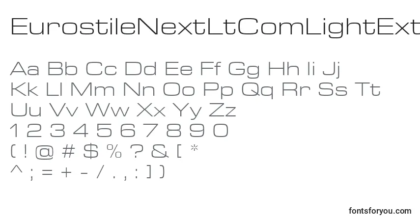 Czcionka EurostileNextLtComLightExtended – alfabet, cyfry, specjalne znaki