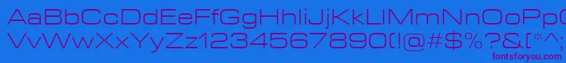 EurostileNextLtComLightExtended Font – Purple Fonts on Blue Background