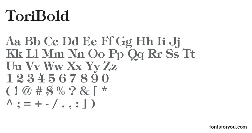 Czcionka ToriBold – alfabet, cyfry, specjalne znaki