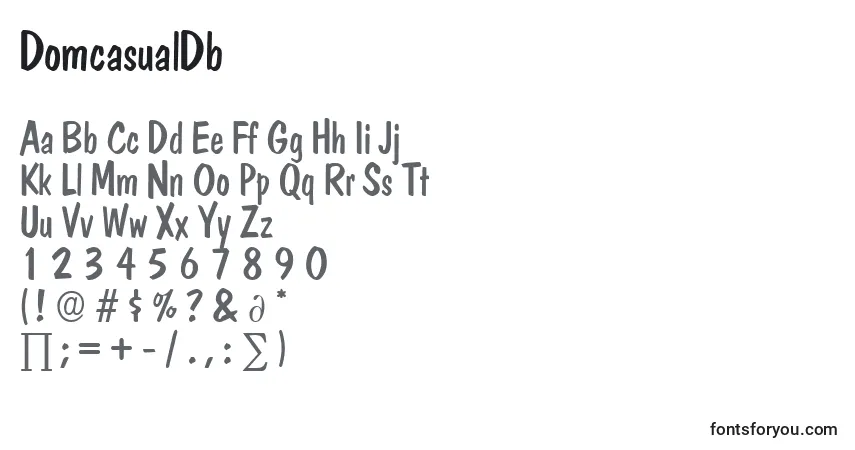 A fonte DomcasualDb – alfabeto, números, caracteres especiais