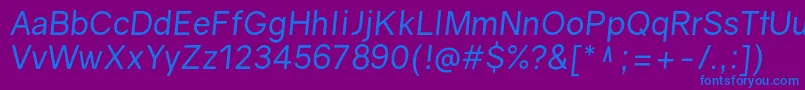 GravityItalic Font – Blue Fonts on Purple Background