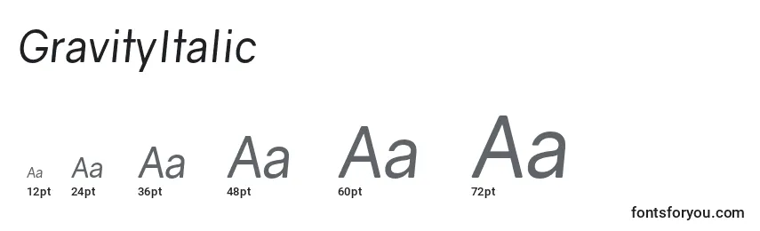 GravityItalic Font Sizes
