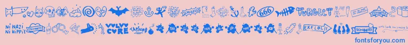 WcSlaassschClassic Font – Blue Fonts on Pink Background