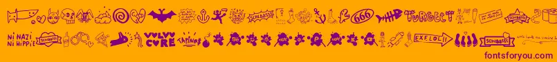 WcSlaassschClassic-Schriftart – Violette Schriften auf orangefarbenem Hintergrund
