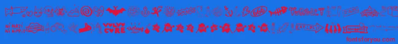 Fonte WcSlaassschClassic – fontes vermelhas em um fundo azul