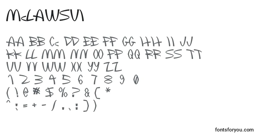 Schriftart Mclawsui – Alphabet, Zahlen, spezielle Symbole