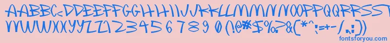 フォントMclawsui – ピンクの背景に青い文字