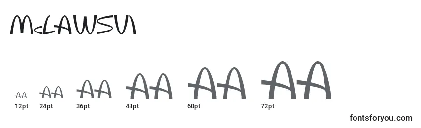 Размеры шрифта Mclawsui