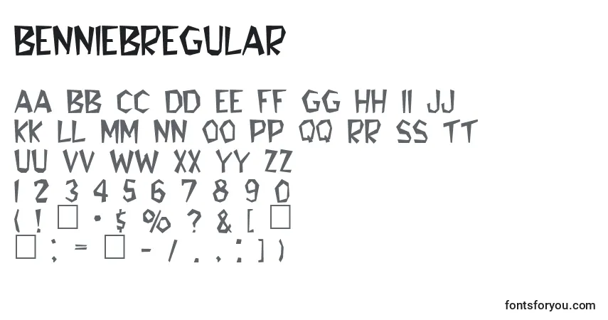 A fonte BenniebRegular – alfabeto, números, caracteres especiais