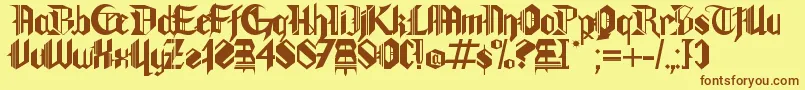 Gothamlu-Schriftart – Braune Schriften auf gelbem Hintergrund