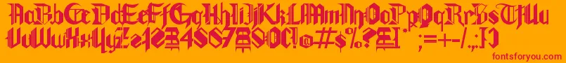 Gothamlu-Schriftart – Rote Schriften auf orangefarbenem Hintergrund