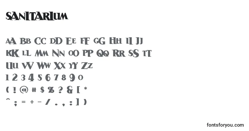 Czcionka Sanitarium – alfabet, cyfry, specjalne znaki