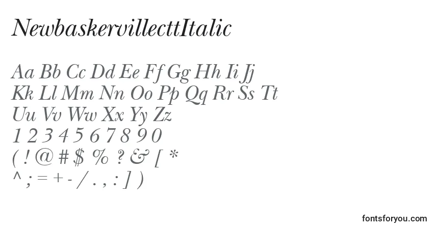 Шрифт NewbaskervillecttItalic – алфавит, цифры, специальные символы