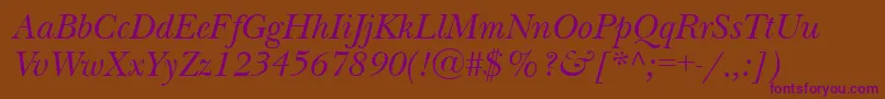 NewbaskervillecttItalic Font – Purple Fonts on Brown Background