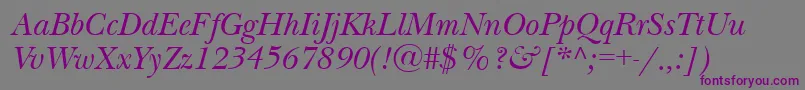 フォントNewbaskervillecttItalic – 紫色のフォント、灰色の背景