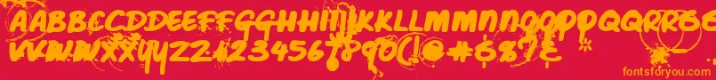 フォントCaffeineblackout – 赤い背景にオレンジの文字