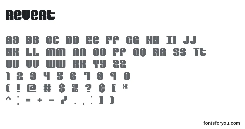 Czcionka Revert – alfabet, cyfry, specjalne znaki