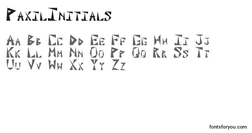 PaxilInitials Font – alphabet, numbers, special characters