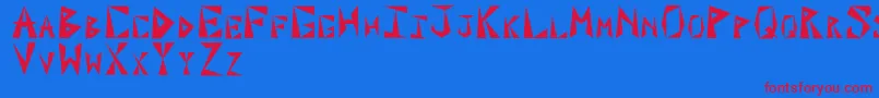 PaxilInitials-Schriftart – Rote Schriften auf blauem Hintergrund