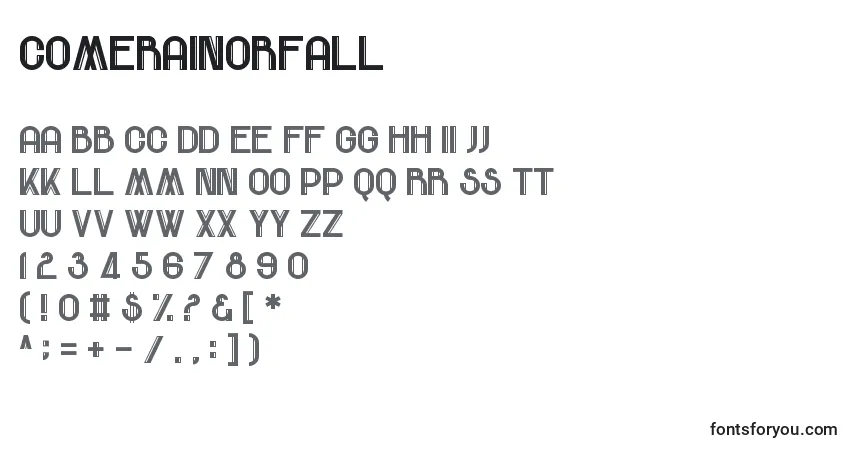 Czcionka ComeRainOrFall – alfabet, cyfry, specjalne znaki