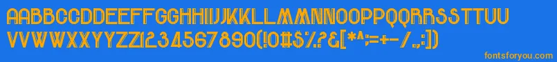 フォントComeRainOrFall – オレンジ色の文字が青い背景にあります。