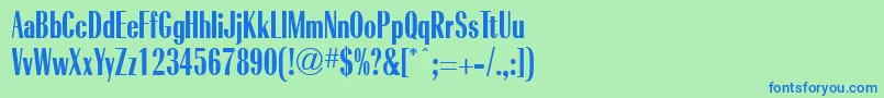 RadiantBoldCondensedRegular-fontti – siniset fontit vihreällä taustalla