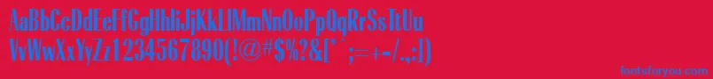 Fonte RadiantBoldCondensedRegular – fontes azuis em um fundo vermelho