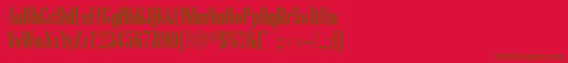 Fonte RadiantBoldCondensedRegular – fontes marrons em um fundo vermelho