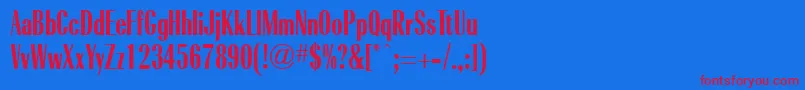フォントRadiantBoldCondensedRegular – 赤い文字の青い背景