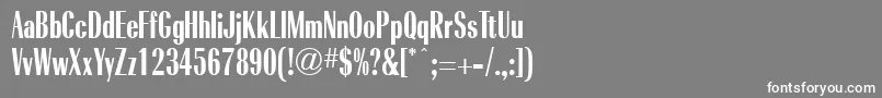 RadiantBoldCondensedRegular-fontti – valkoiset fontit harmaalla taustalla
