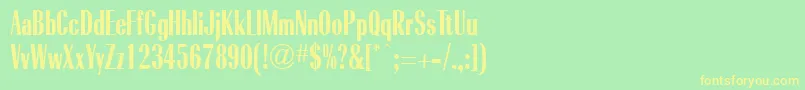 RadiantBoldCondensedRegular-Schriftart – Gelbe Schriften auf grünem Hintergrund