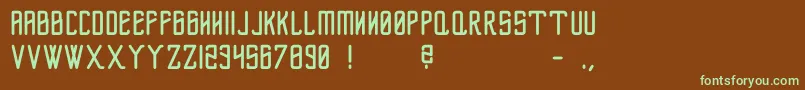 フォントFlexusBold – 緑色の文字が茶色の背景にあります。