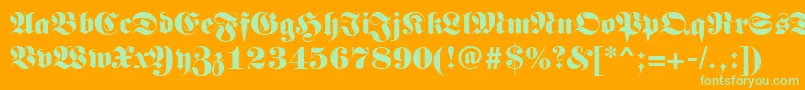 Fonte LuftwaffeRegular – fontes verdes em um fundo laranja
