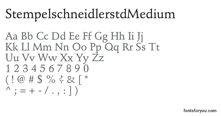 Czcionka StempelschneidlerstdMedium – alfabet, cyfry, specjalne znaki