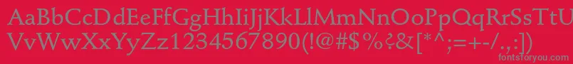 フォントStempelschneidlerstdMedium – 赤い背景に灰色の文字