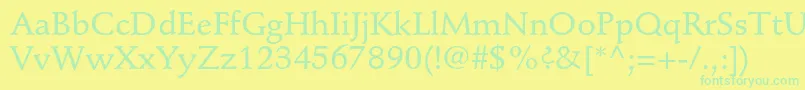Fonte StempelschneidlerstdMedium – fontes verdes em um fundo amarelo