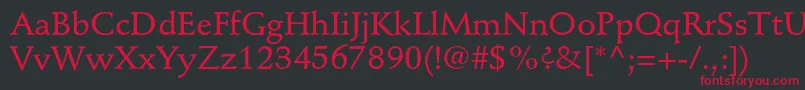フォントStempelschneidlerstdMedium – 黒い背景に赤い文字