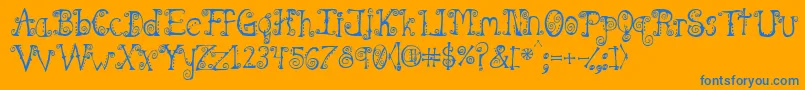 Spahrtygirl-Schriftart – Blaue Schriften auf orangefarbenem Hintergrund