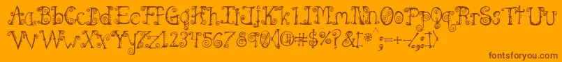 Spahrtygirl-Schriftart – Braune Schriften auf orangefarbenem Hintergrund