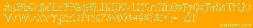 Spahrtygirl-Schriftart – Grüne Schriften auf orangefarbenem Hintergrund