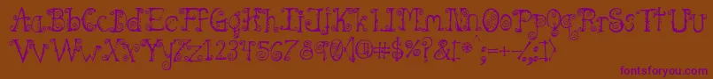 Spahrtygirl-Schriftart – Violette Schriften auf braunem Hintergrund